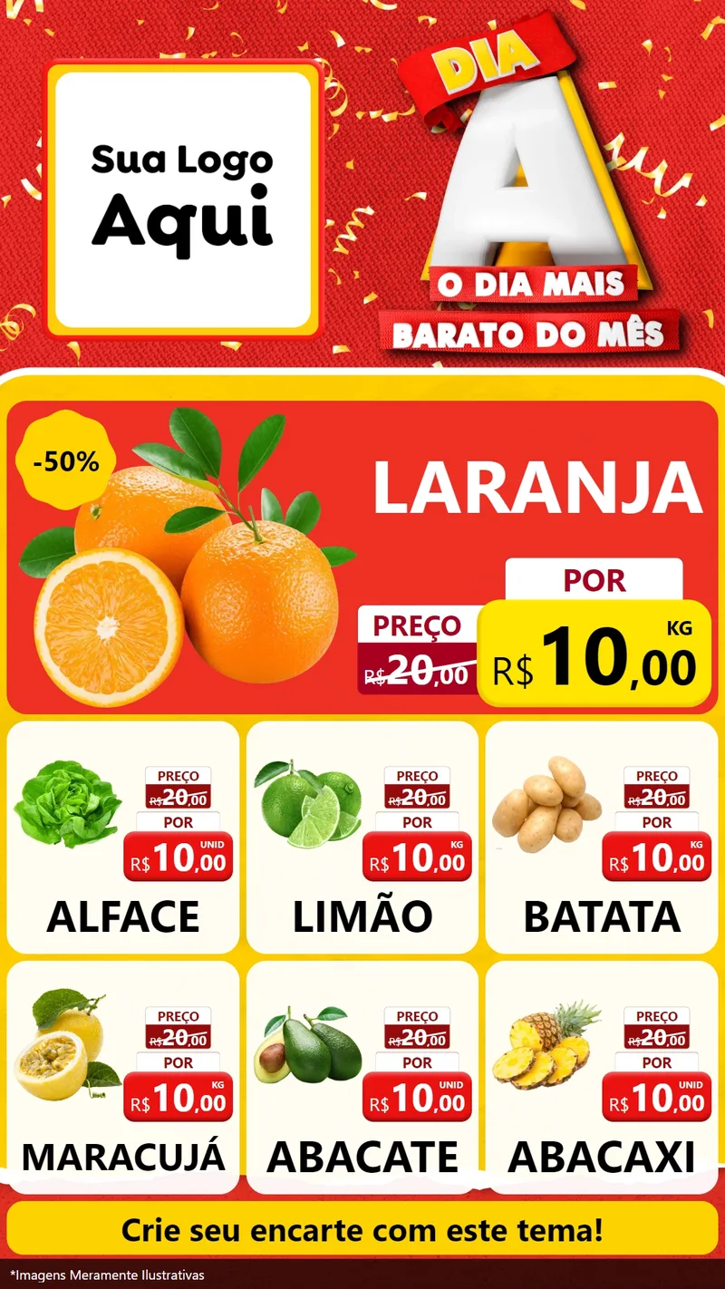 Modelo de Rede Social para Stories com o tema Dia A o Dia Mais Barato do Mês para Hortifrúti