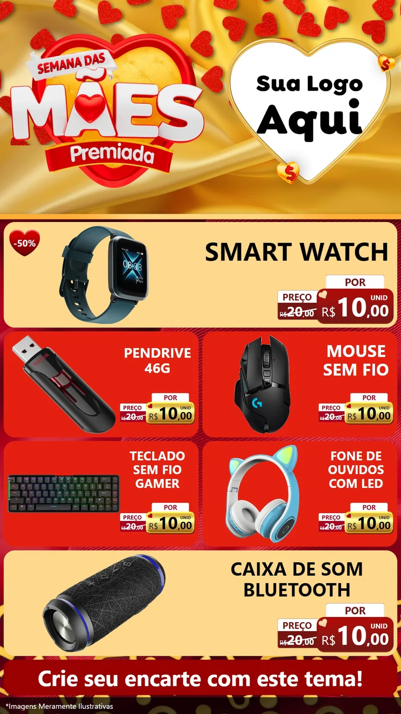 Modelo de TV para TV Vertical com o tema Semana das Mães Premiada para Informática