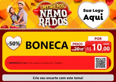 Modelo de Cartaz para Cartaz A4 Horizontal com o tema Arraiá dos Namorados para Brinquedos