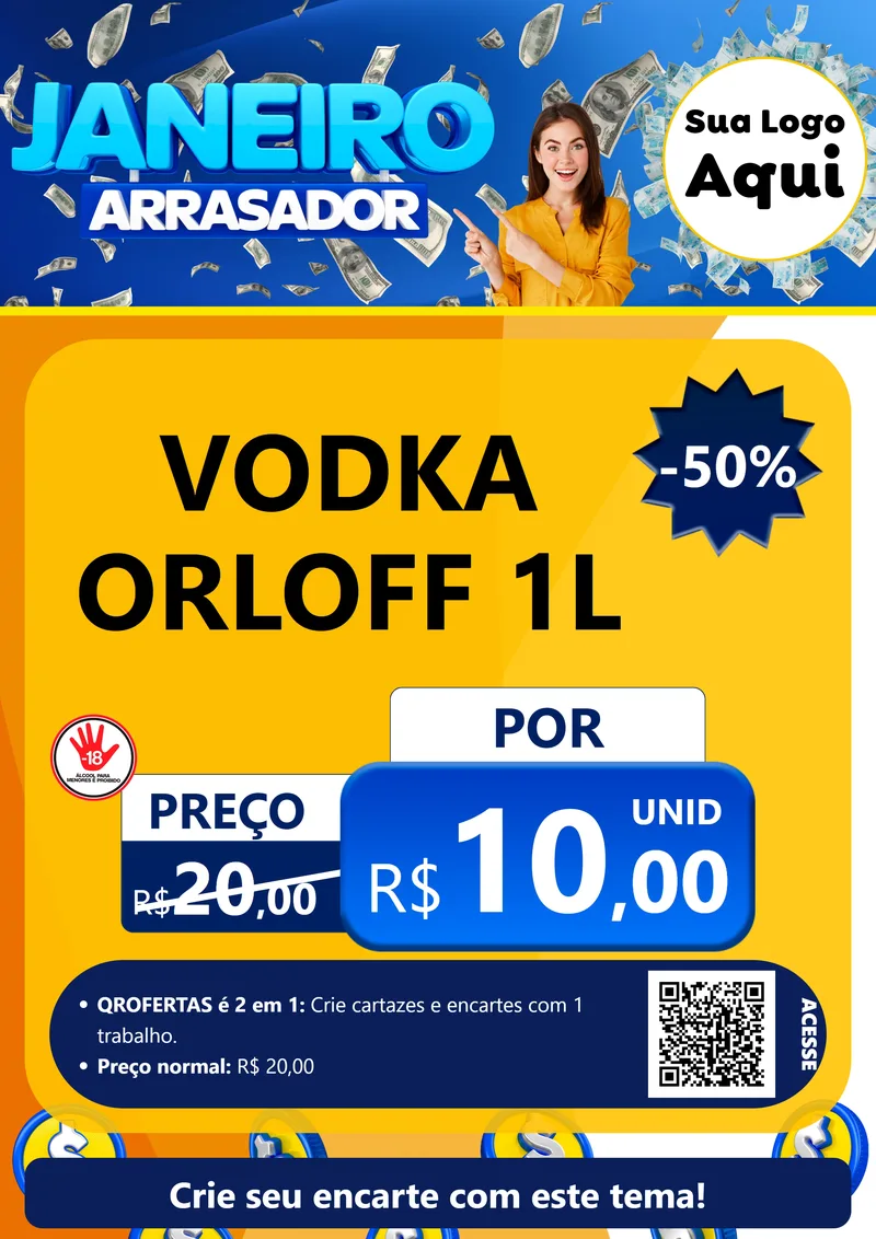 Modelo de Cartaz para Cartaz A4 Vertical com o tema Janeiro Arrasador para Distribuidora de bebidas