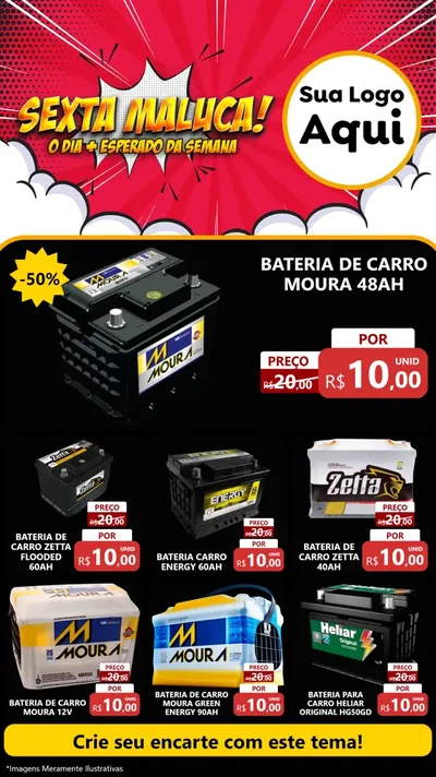 Modelo de Rede Social para Stories com o tema Sexta Maluca! para Baterias Elétricas