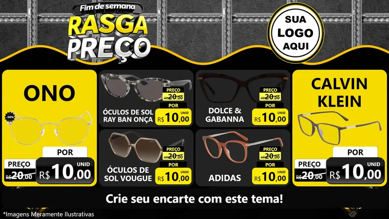 Modelo de TV para TV Horizontal com o tema Fim de Semana Rasga Preço para Óticas