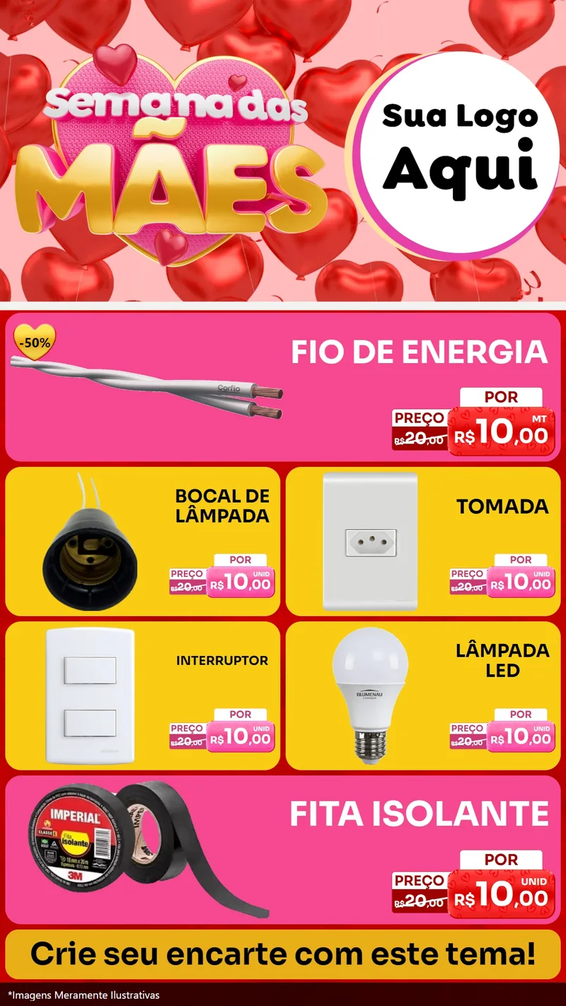 Modelo de TV para TV Vertical com o tema Semana Das Mães para Materiais Elétricos