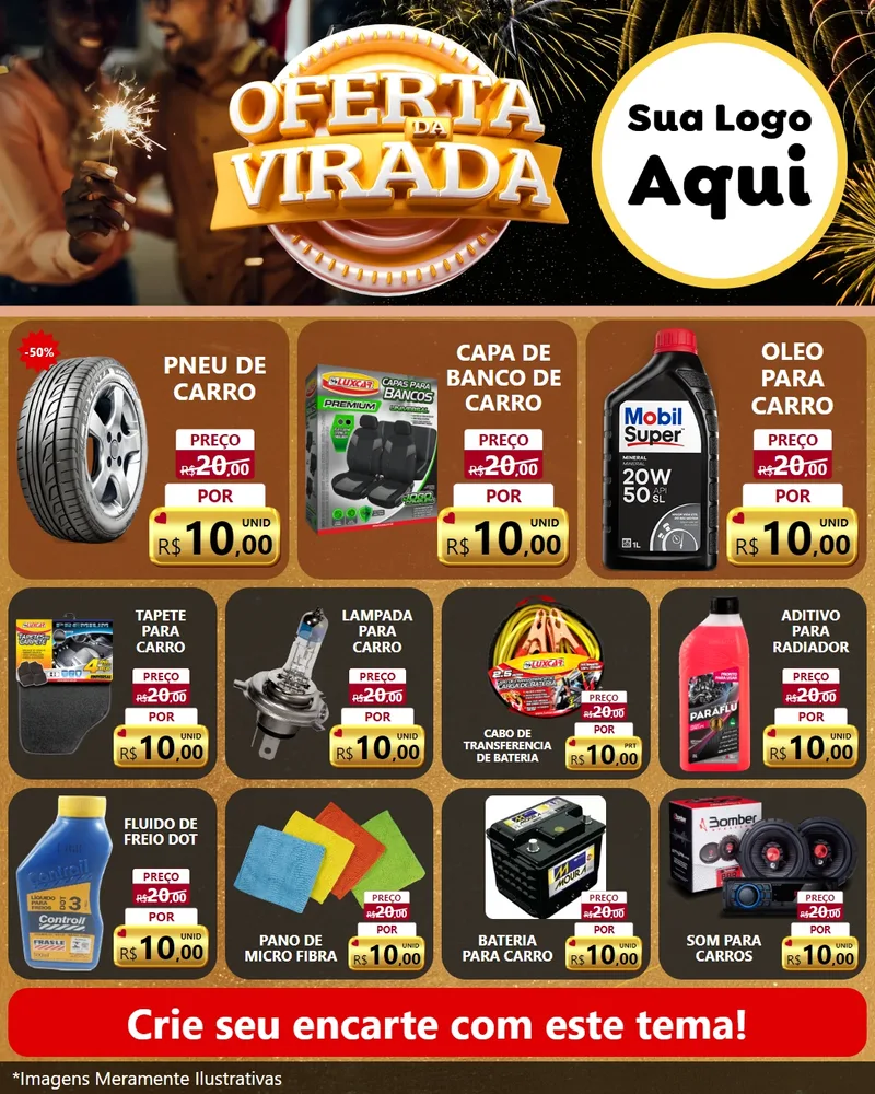 Modelo de Rede Social para Feed Instagram com o tema Oferta da Virada para Auto peças