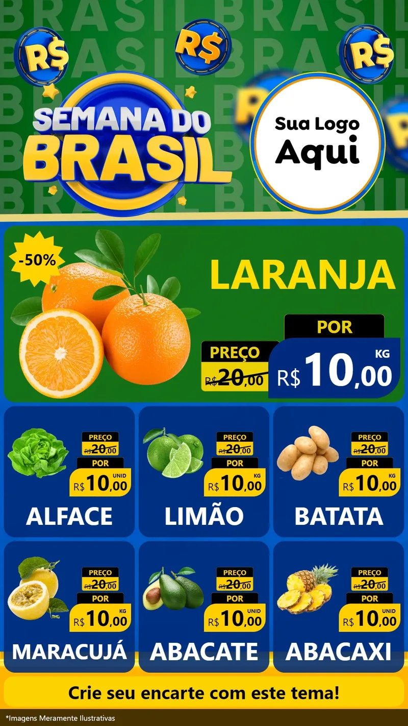 Modelo de Rede Social para Stories com o tema Semana Do Brasil para Hortifrúti