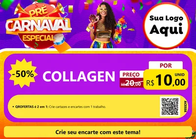 Modelo de Cartaz para Cartaz A4 Horizontal com o tema Pré-Carnaval Especial para Suplementos alimentares
