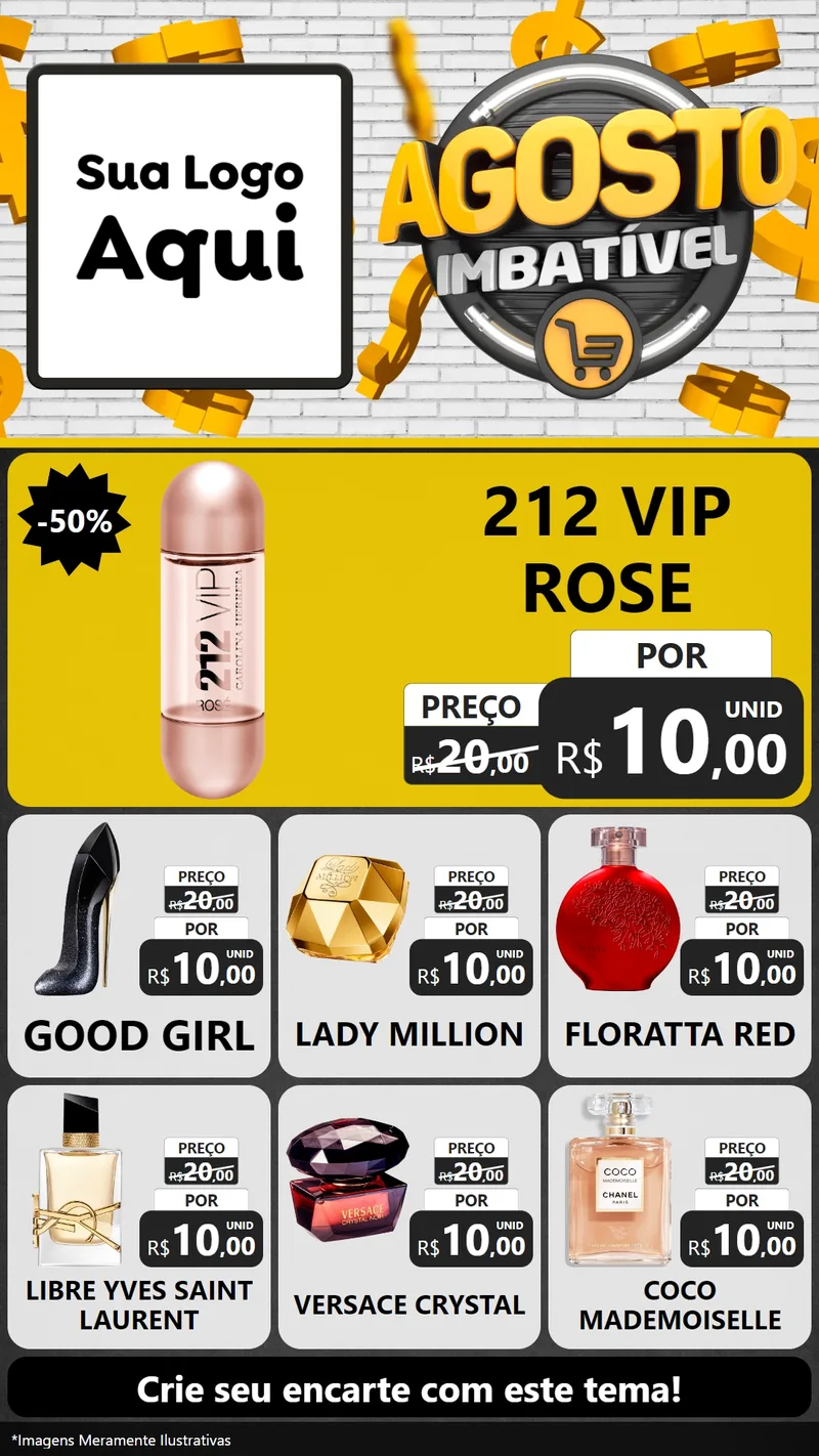 Modelo de Rede Social para Stories com o tema Agosto imbatível para Perfumes