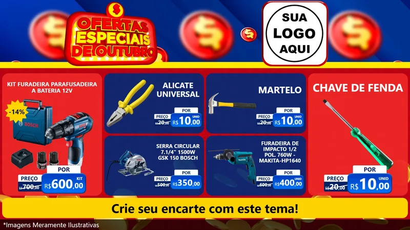 Modelo de TV para TV Horizontal com o tema Ofertas Especiais de Outubro para Maquinas e Ferramentas