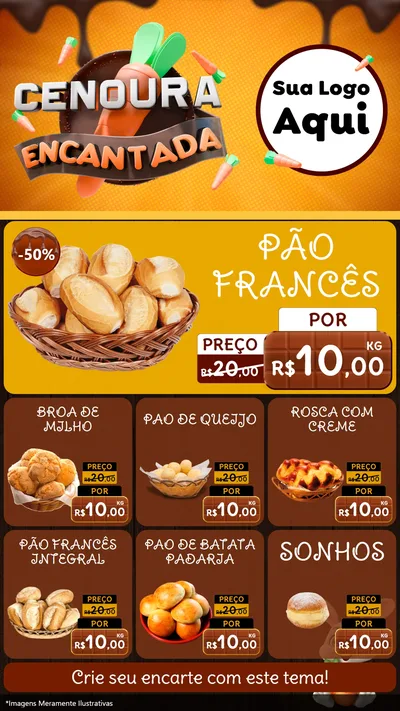 Modelo de Rede Social para Stories com o tema Cenoura Encantada - Páscoa para Padaria