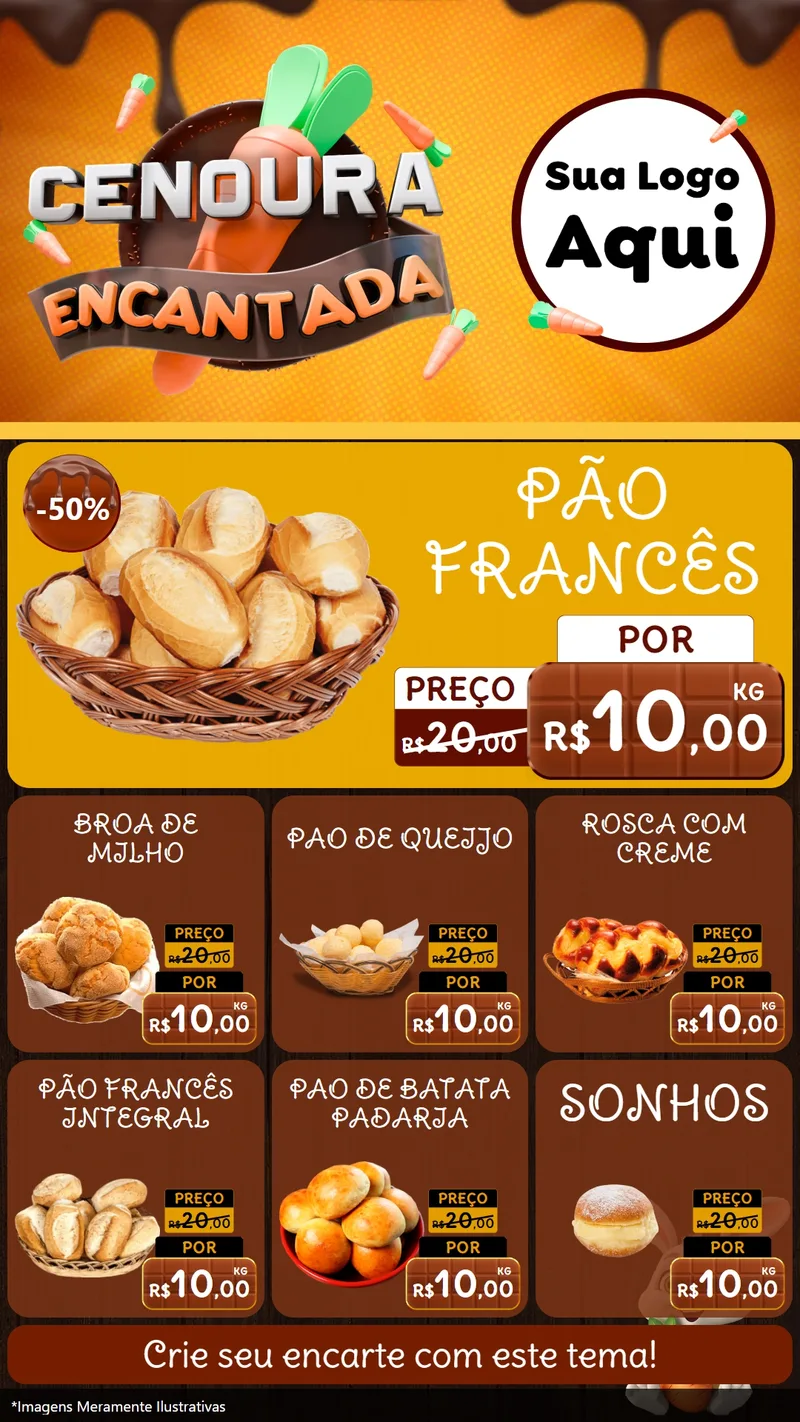 Modelo de Rede Social para Stories com o tema Cenoura Encantada - Páscoa para Padaria