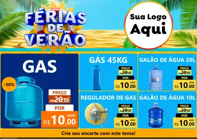 Modelo de Encarte para Encarte A4 Horizontal com o tema Férias de Verão para Água e gás