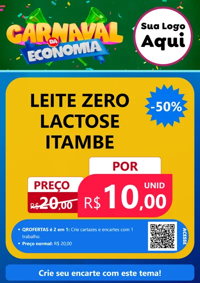 Modelo de Cartaz para Cartaz A4 Vertical com o tema Carnaval da Economia para Frios e Laticínios