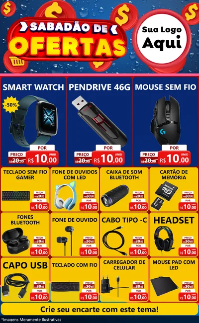 Modelo de Encarte para Encarte Grande com o tema Sabadão de Ofertas para Informática