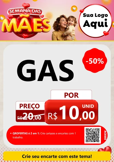 Modelo de Cartaz para Cartaz A4 Vertical com o tema Semana das Mães para Água e gás
