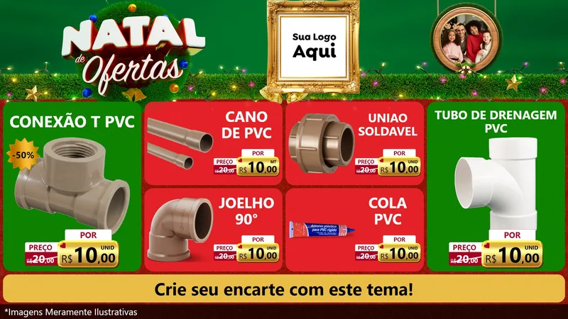 Modelo de TV para TV Horizontal com o tema Natal de Ofertas para Tubos e conexões