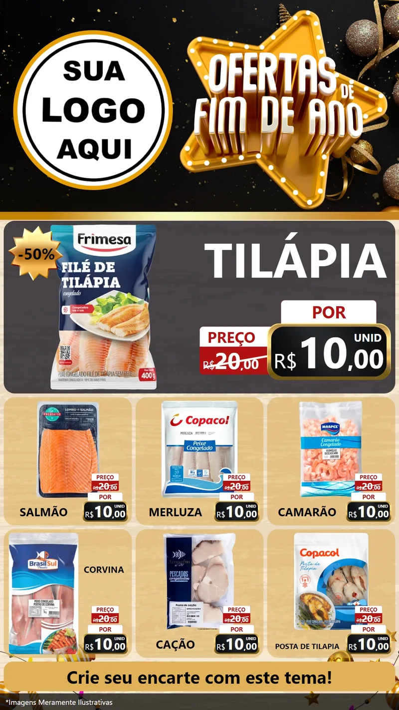 Modelo de Rede Social para Stories com o tema Ofertas de Fim de Ano para Peixaria