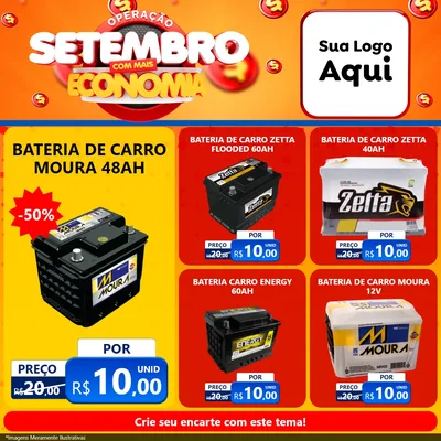 Modelo de Rede Social para Feed Facebook com o tema Operação Setembro Com Muita Economia para Baterias Elétricas