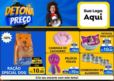 Modelo de Encarte para Encarte A4 Horizontal com o tema Detona Preços para Pet Shop