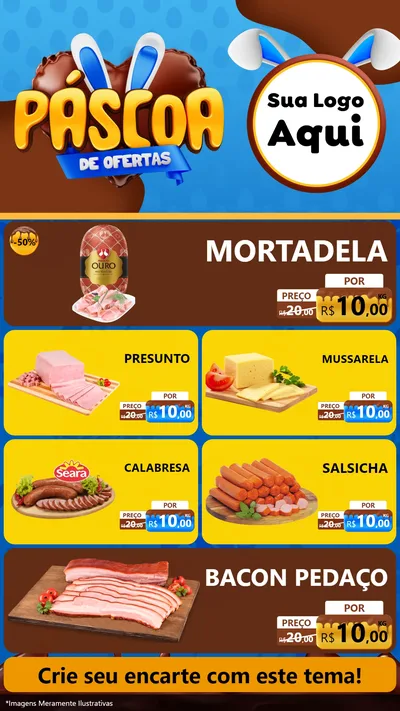 Modelo de TV para TV Vertical com o tema Páscoa de Ofertas para Frios e Laticínios