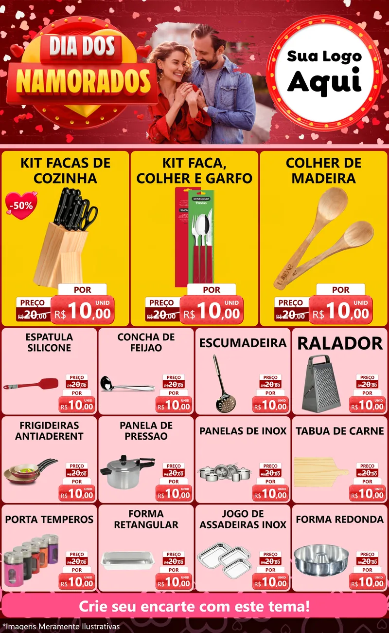 Modelo de Encarte para Encarte Grande com o tema Dia Dos Namorados para Utilidades Domésticas