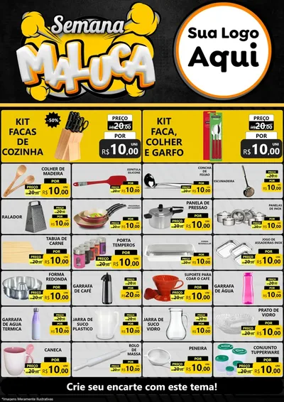 Modelo de Encarte para Encarte A4 Vertical com o tema Semana Maluca para Utilidades Domésticas
