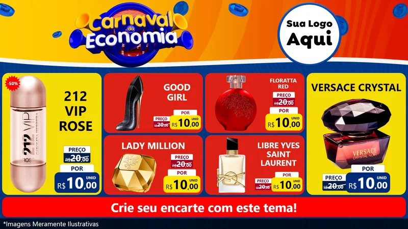Modelo de TV para TV Horizontal com o tema Carnaval da Economia para Perfumes