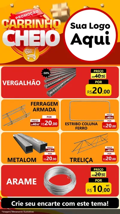 Modelo de TV para TV Vertical com o tema Promoção carrinho cheio para Ferragens