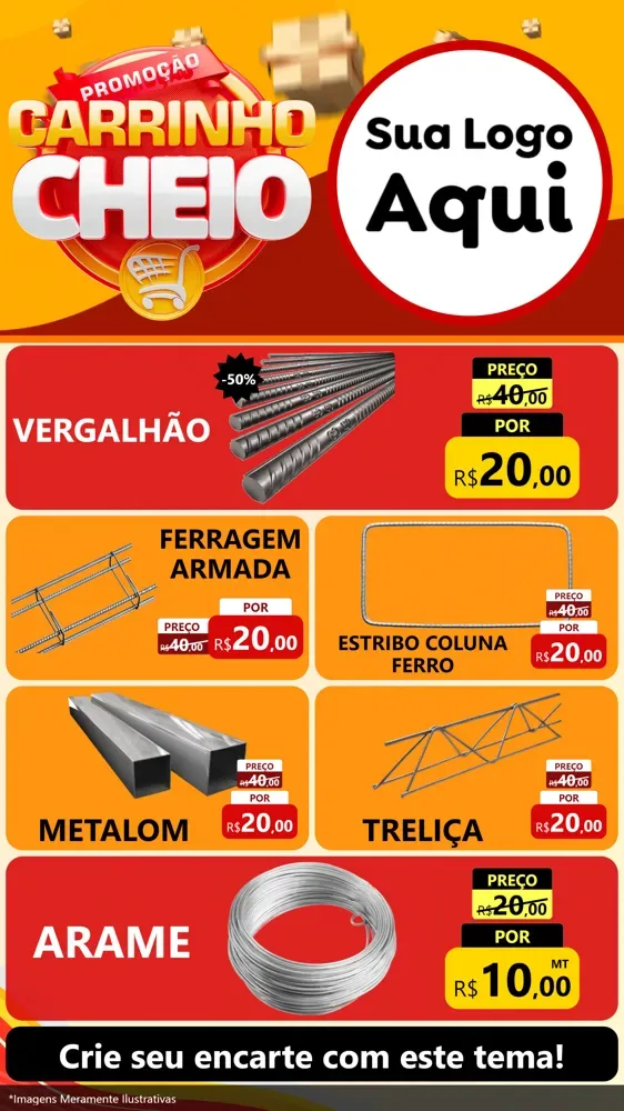 Modelo de TV para TV Vertical com o tema Promoção carrinho cheio para Ferragens