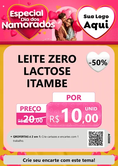 Modelo de Cartaz para Cartaz A4 Vertical com o tema Especial Dia dos Namorados para Frios e Laticínios
