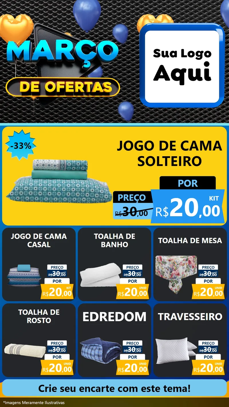 Modelo de Rede Social para Stories com o tema Março de Ofertas para Cama, Mesa e Banho