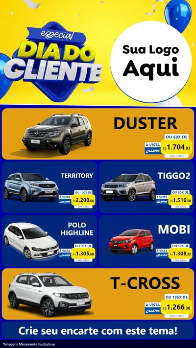 Modelo de TV para TV Vertical com o tema Especial Dia do Cliente para Concessionaria de Carros