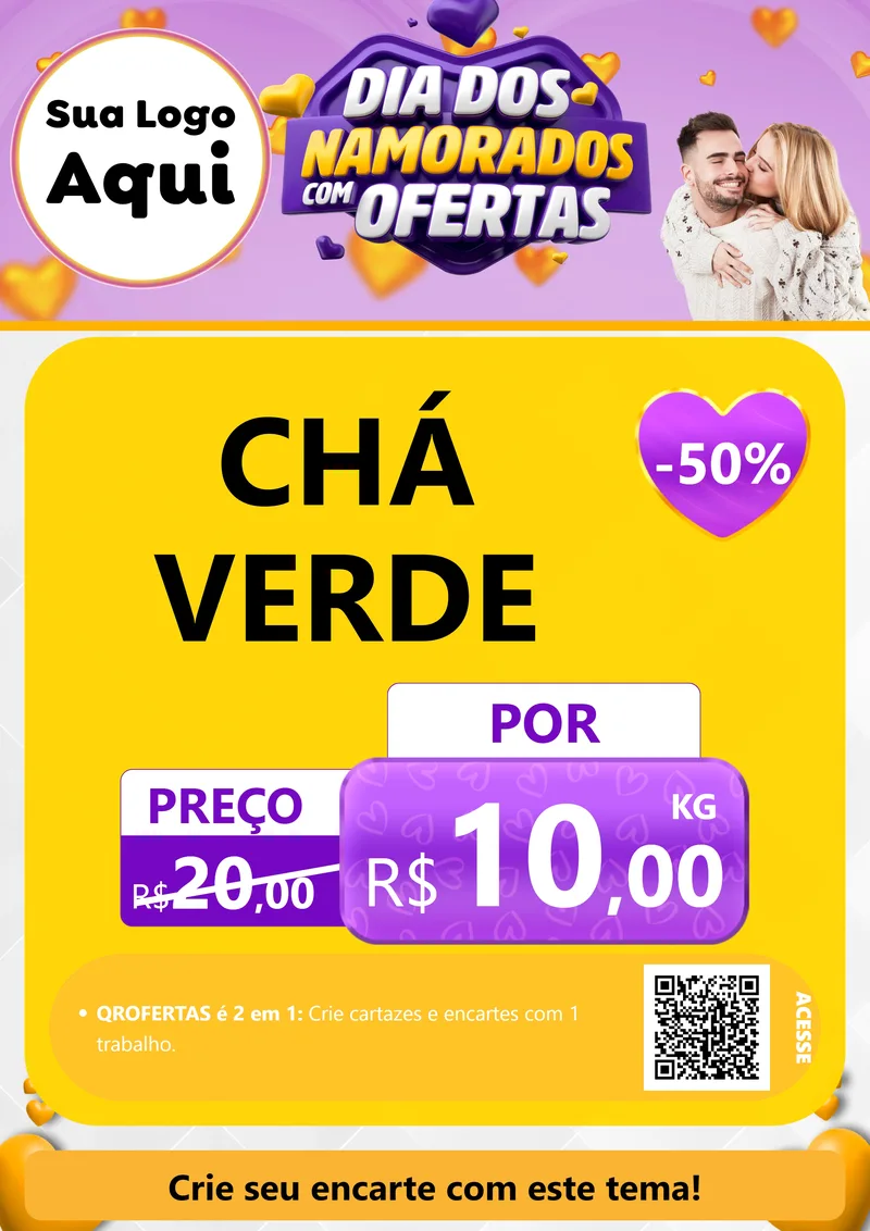 Modelo de Cartaz para Cartaz A4 Vertical com o tema Dia Dos Namorados Com Ofertas para Produtos Naturais