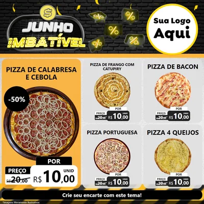 Modelo de Rede Social para Feed Facebook com o tema Junho Imbatível para Pizzaria