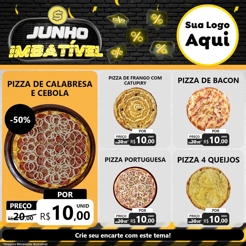 Modelo de Rede Social para Feed Facebook com o tema Junho Imbatível para Pizzaria