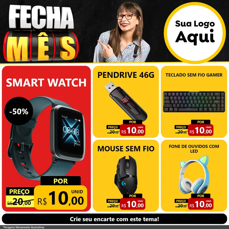 Modelo de Rede Social para Feed Facebook com o tema Fecha Mês para Informática