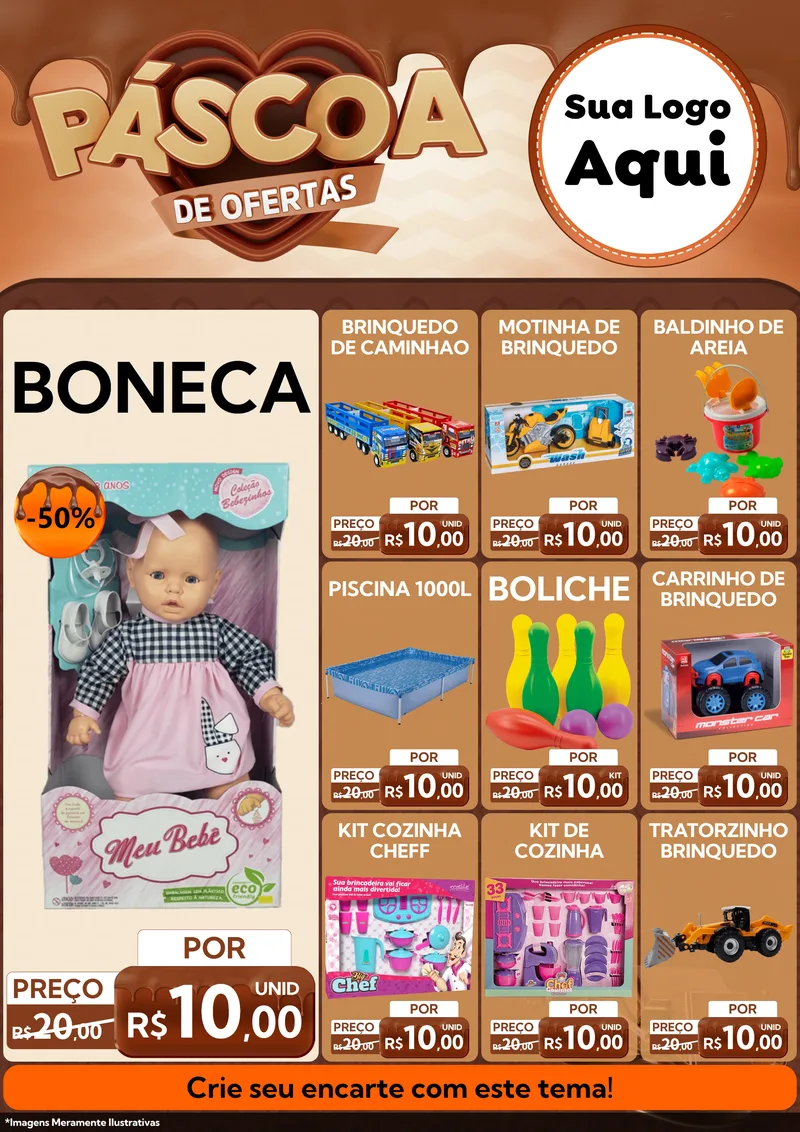 Modelo de Encarte para Encarte A4 Vertical com o tema Páscoa de Ofertas para Brinquedos