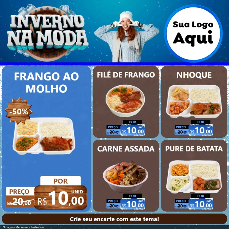 Modelo de Rede Social para Feed Facebook com o tema Inverno na Moda para Restaurante