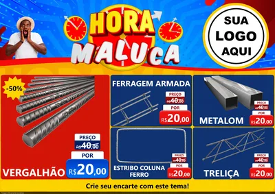 Modelo de Encarte para Encarte A4 Horizontal com o tema Hora Maluca para Ferragens