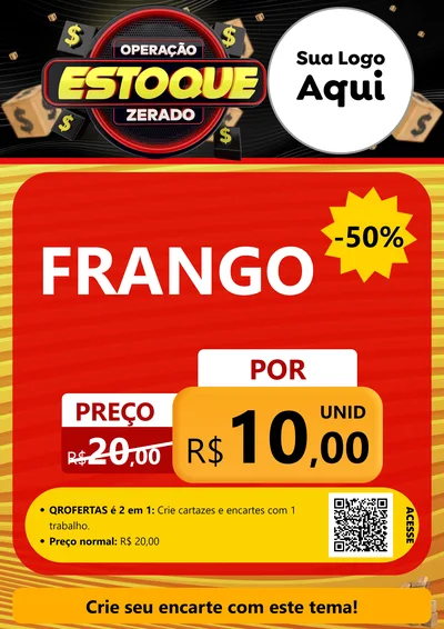 Modelo de Cartaz para Cartaz A4 Vertical com o tema Operação Estoque Zerado para Assados