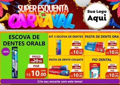 Modelo de Encarte para Encarte A4 Horizontal com o tema Super Esquenta de Carnaval para Higiene Pessoal