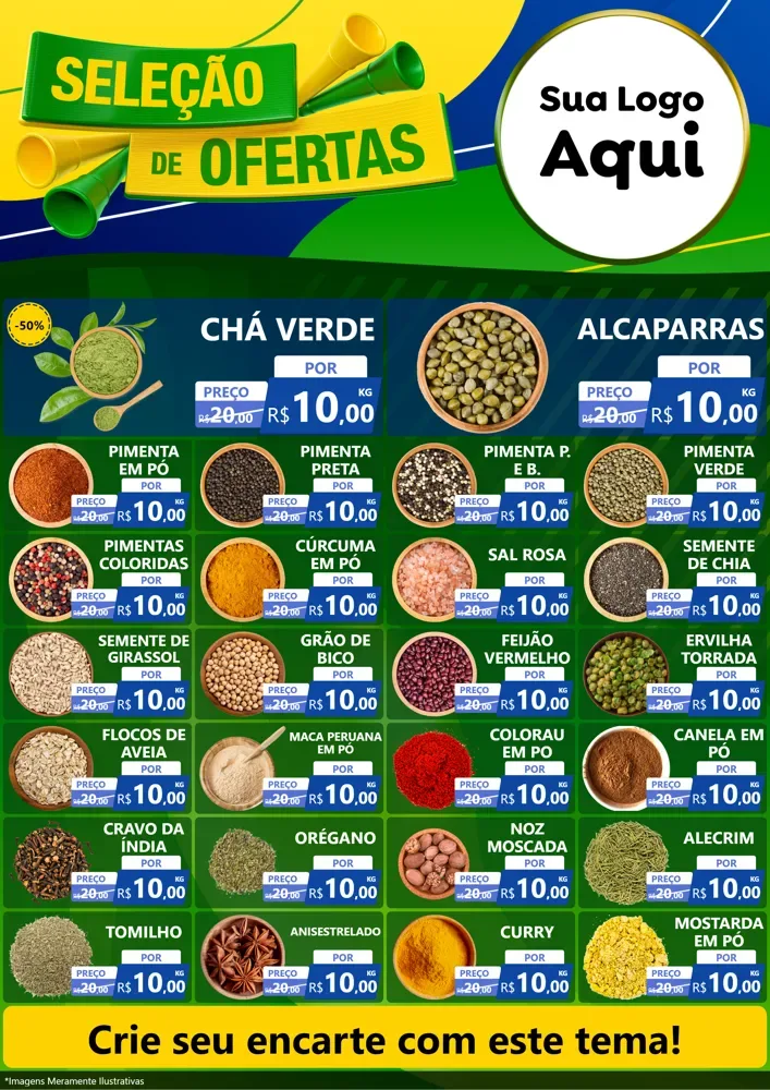 Modelo de Encarte para Encarte A4 Vertical com o tema Seleção de Ofertas - Copa para Produtos Naturais