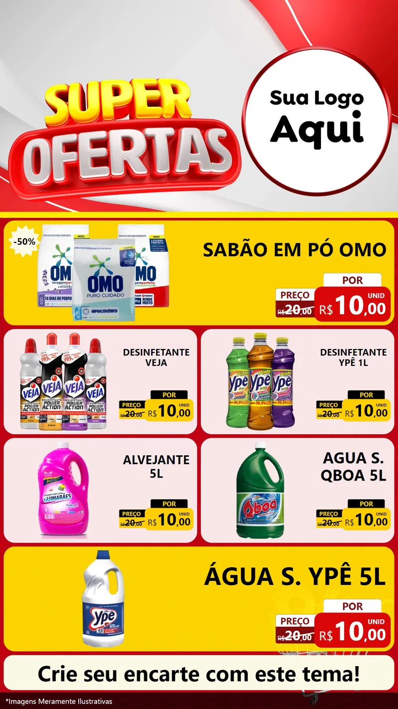 Modelo de TV para TV Vertical com o tema Super Ofertas para Produtos de Limpeza