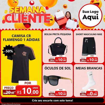 Modelo de Rede Social para Feed Facebook com o tema Semana do Cliente para Roupas e acessórios