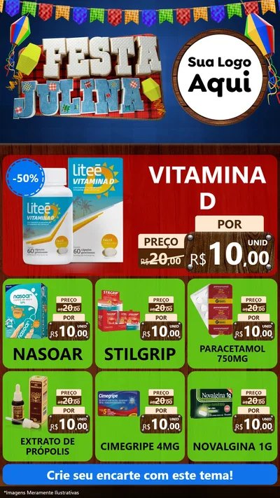 Modelo de Rede Social para Stories com o tema Festa Julina para Farmácia