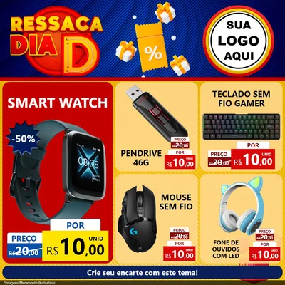 Modelo de Rede Social para Feed Facebook com o tema Ressaca Dia D para Informática