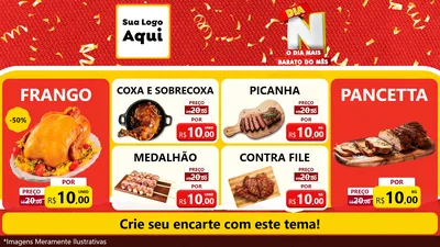 Modelo de TV para TV Horizontal com o tema Dia N o Dia Mais Barato do Mês para Assados