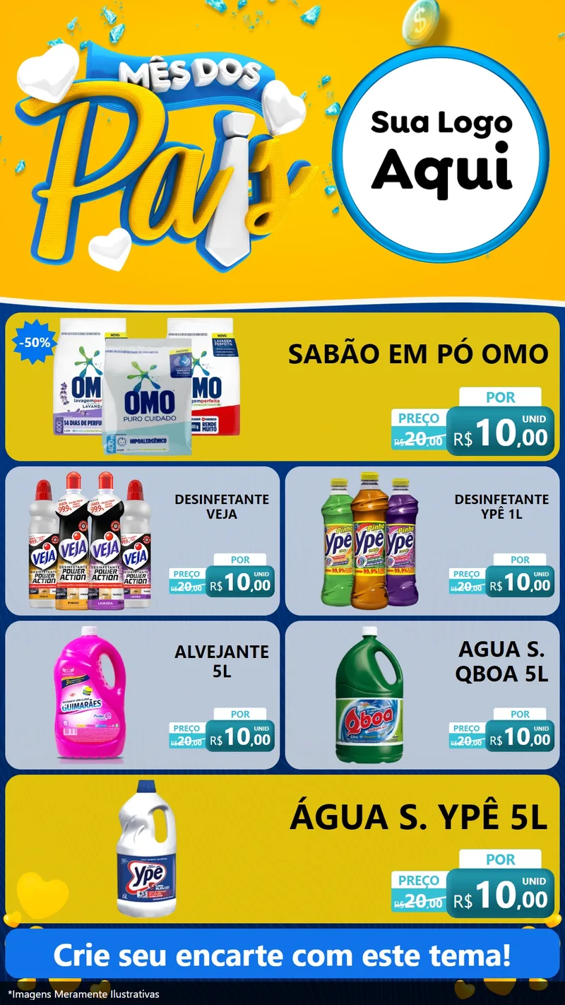 Modelo de TV para TV Vertical com o tema Mês dos Pais para Produtos de Limpeza