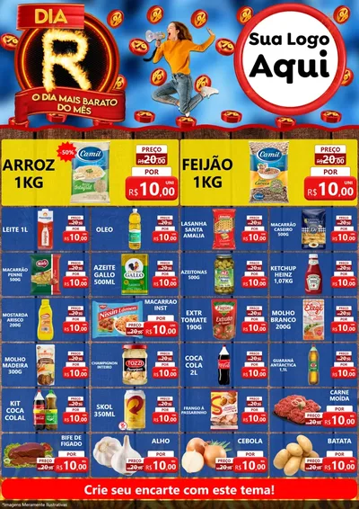 Modelo de Encarte para Encarte A4 Vertical com o tema Dia R - O Dia Mais Barato Do Mês para Supermercado
