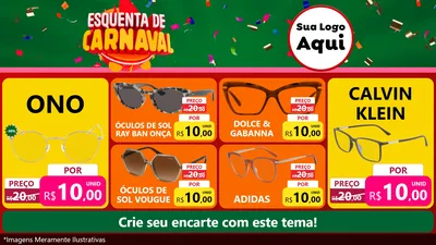 Modelo de TV para TV Horizontal com o tema Esquenta de Carnaval para Óticas