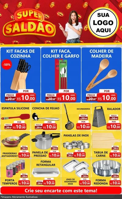 Modelo de Encarte para Encarte Grande com o tema Super Saldão para Utilidades Domésticas